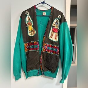 Vintage Southwestern Teal Handmade Cardigan